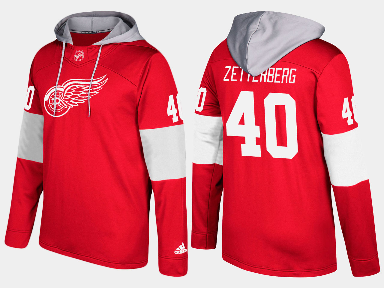NHL Men Detroit red wings 40 henrik zetterberg red hoodie